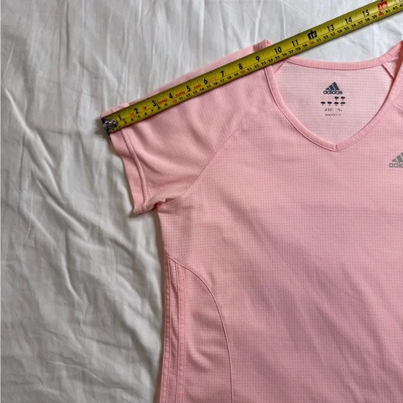Adidas Pink V-Neck Performance Active Top Moisture-Wicking Gym Tee Medium - Picture 9 of 9